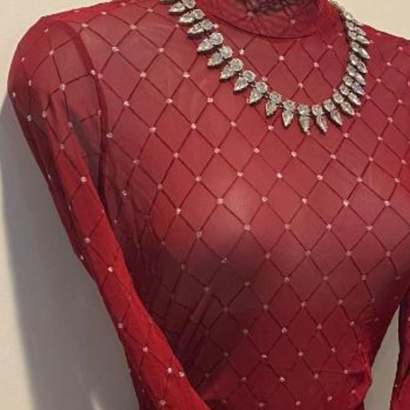 RUE 21 Blood Red Multi layered Tule Tutu Skirt with Blashe Blood Red Sheer Top - Picture 6 of 6